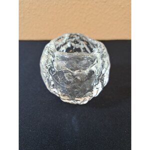 Vintage  Kosta Boda Ice Snowball Candle Holder Sweden Heavy Crystal